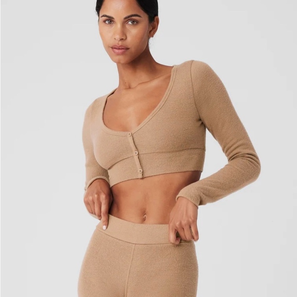 Alo yoga Alolux Cropped Me Time Cardigan and Alolux high waist me time short set
